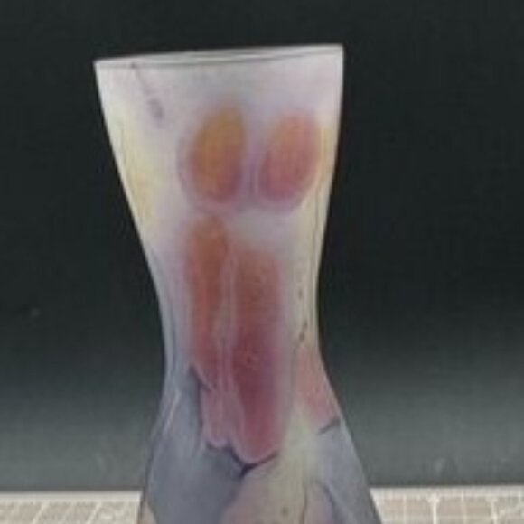 Vintage Handcrafted Satin Glass End of Day Small Bud Vase - Picture 5 of 8